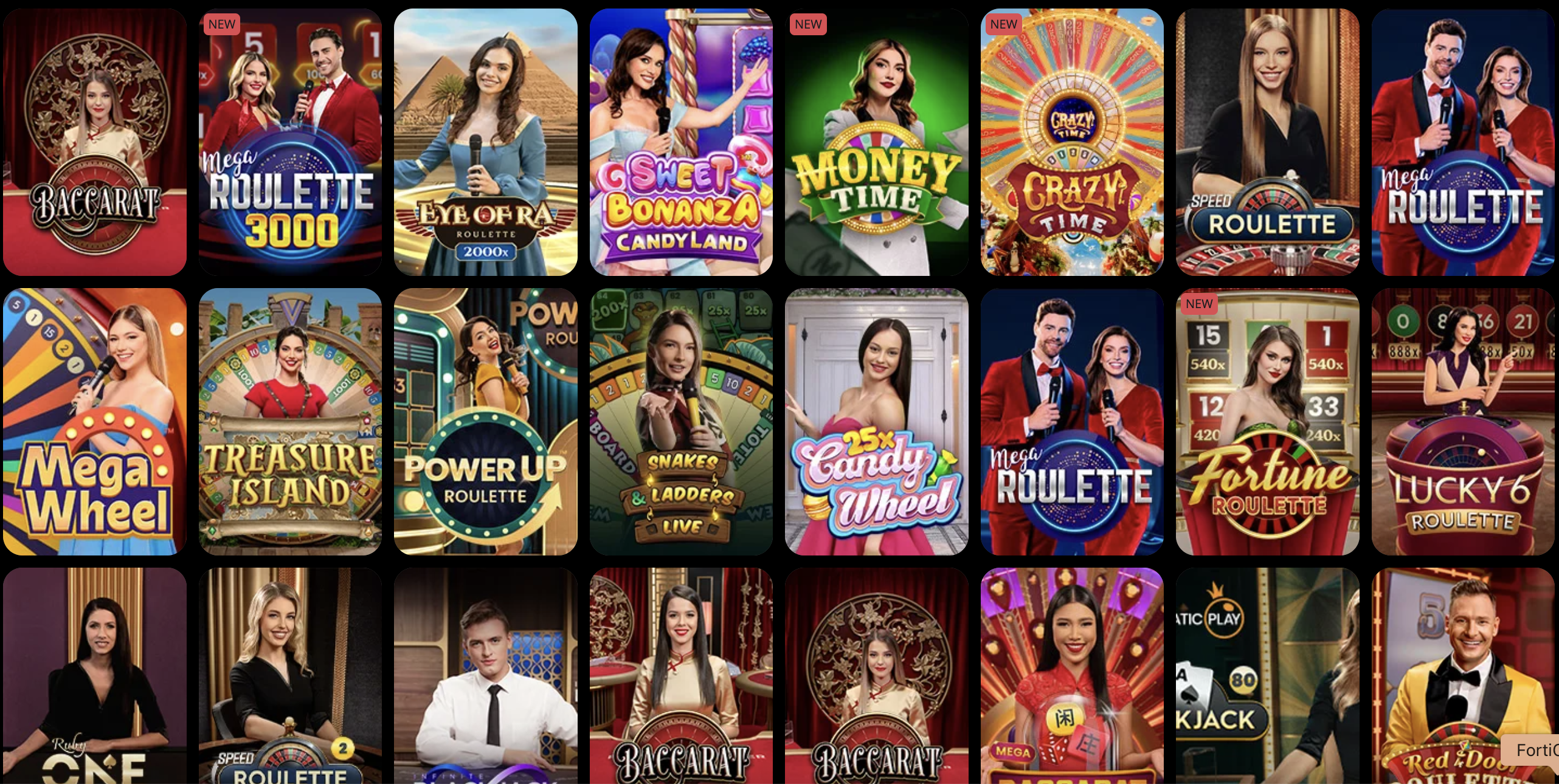 Інтерфейс live-казино Pokerbet зі столами рулетки та блекджеку від Evolution Gaming